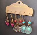 Bohemian Multicolour Drop Earrings Set of 3