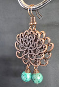 Bohemian Green & Bronze Drop Earrings