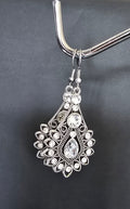 Baroque Silver Rhinestone Hoop Earrings