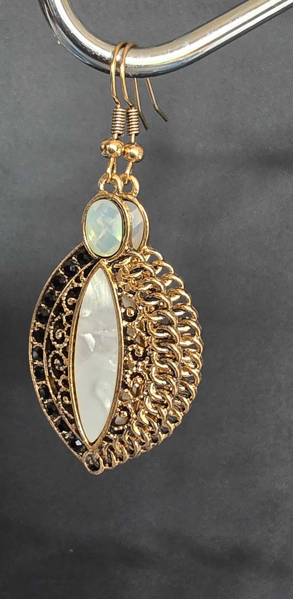 Bohemian Gold & White Drop Earring