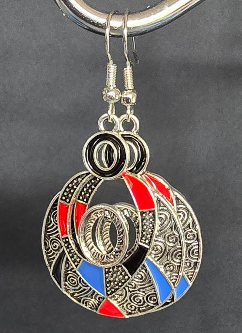 African-Inspired Blue & Red Drop Earrings