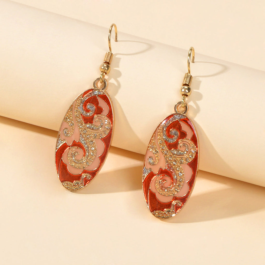 Bohemian Rhinestone Oval Dangle Earrings