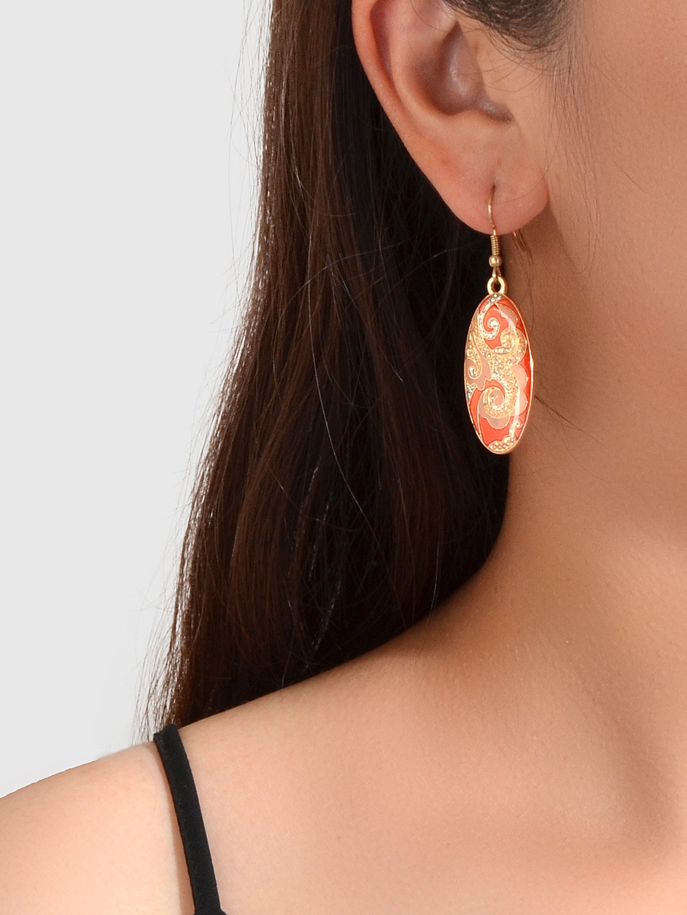 Bohemian Rhinestone Oval Dangle Earrings