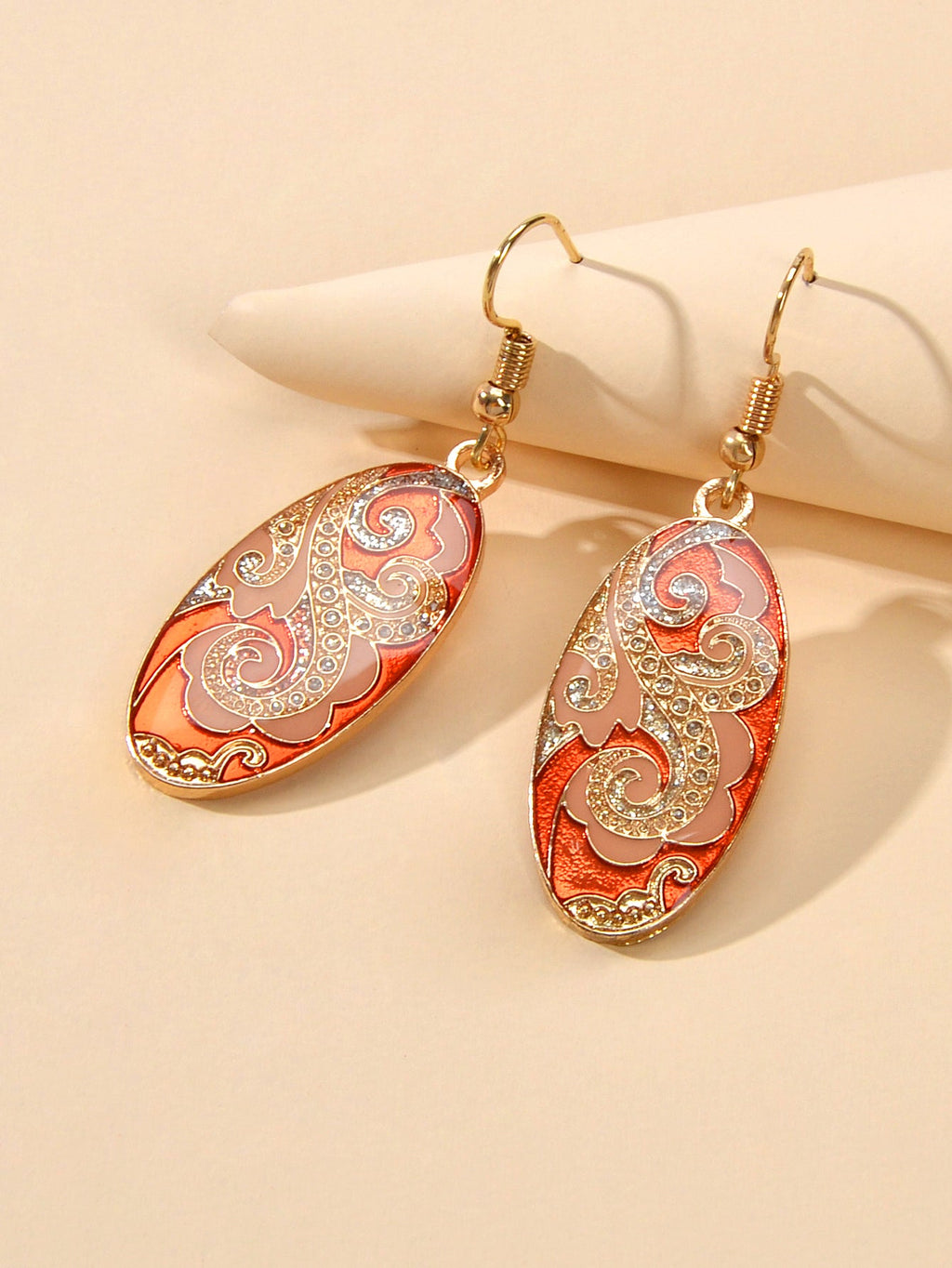 Bohemian Rhinestone Oval Dangle Earrings
