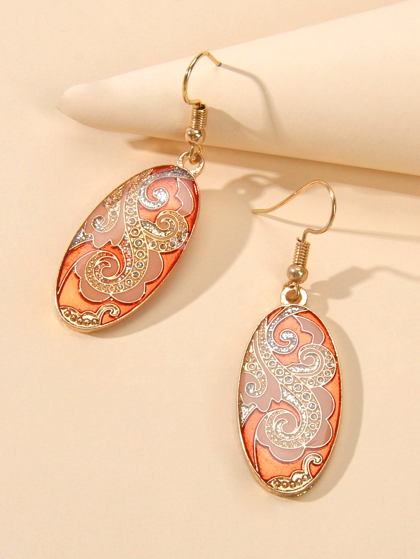 Bohemian Rhinestone Oval Dangle Earrings