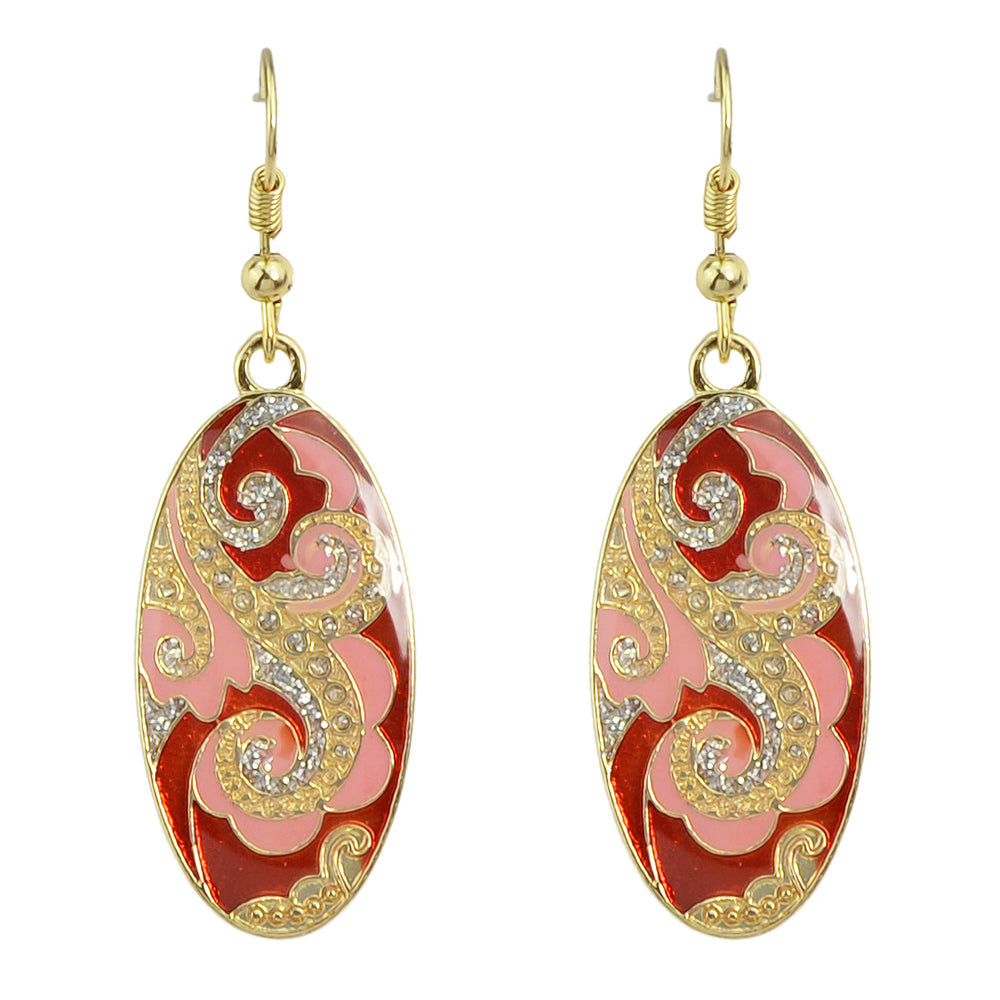 Bohemian Rhinestone Oval Dangle Earrings