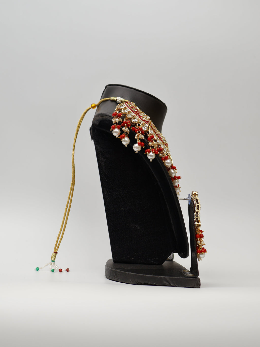 Red Meenakari Kundan & Pearl Bridal Jewellery Set