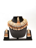 Peach Meenakari Kundan & Pearl Jewellery Set